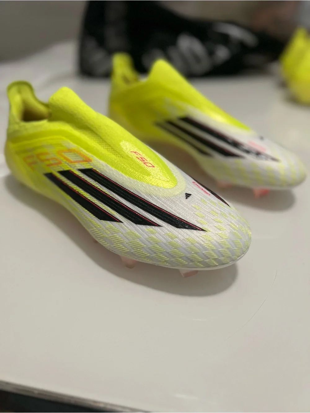 adidas Men's Soccer Cleats - Neon Yellow & White with Black Accents Sz8